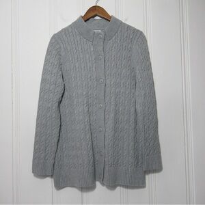 L.L. Bean Gray Cable Knit Cardigan Size XL NWT